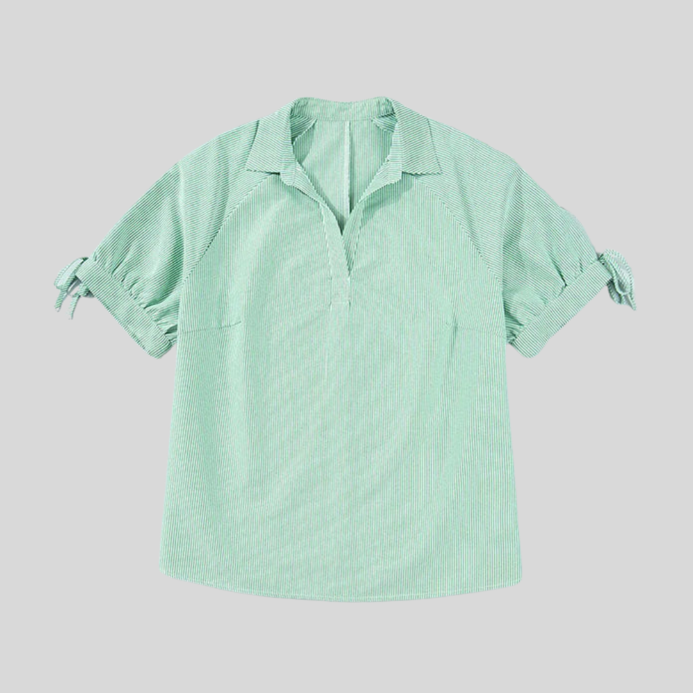 Plus Size Striped Collar Blouse
