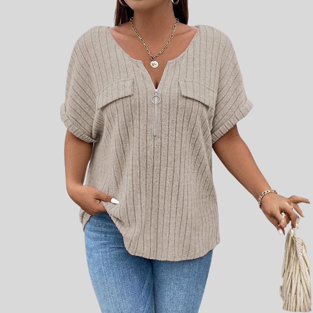 Plus Size Zip Front Shirt