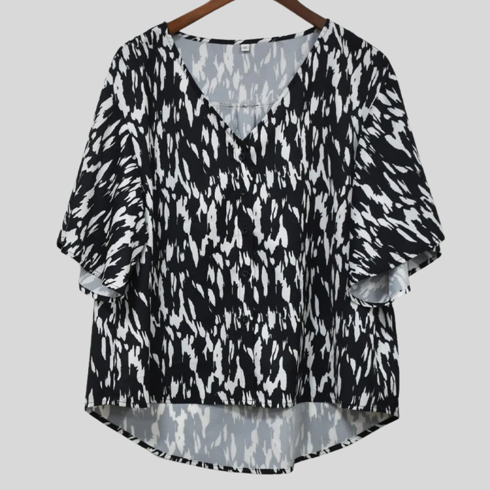 Spotted Print Plus Size Blouse