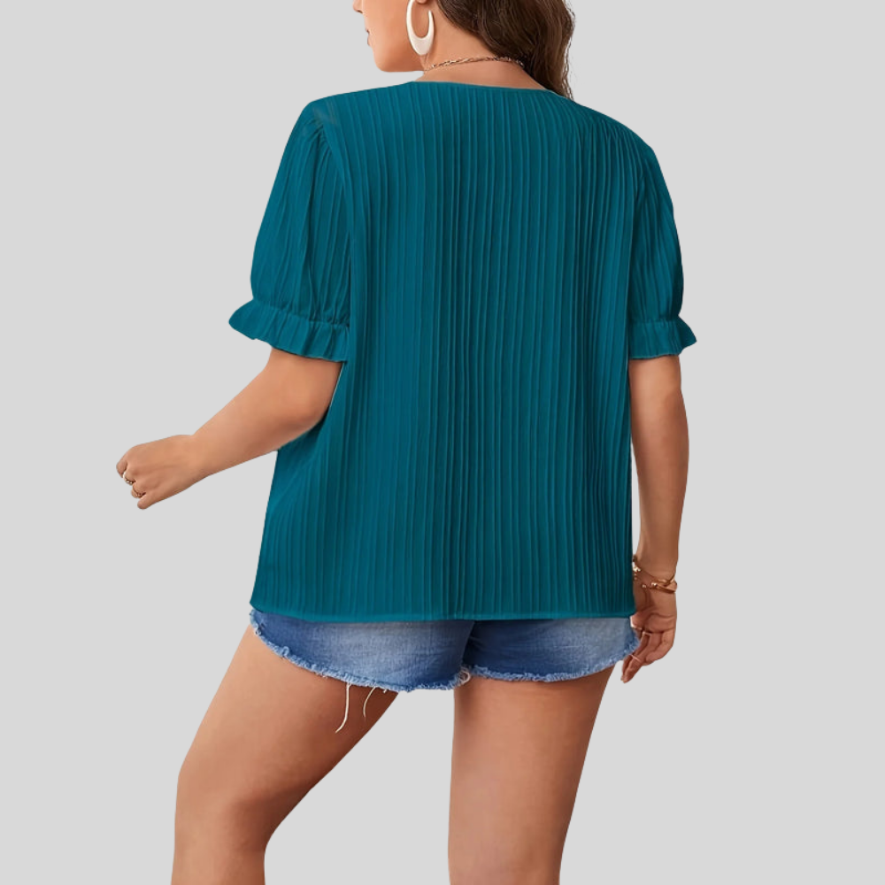 Notched Neck Plus Size Blouse