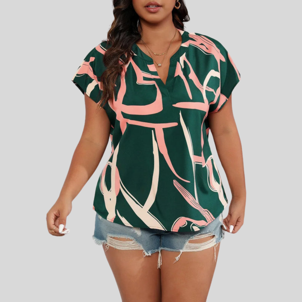 Notch Neck Plus Size Blouse