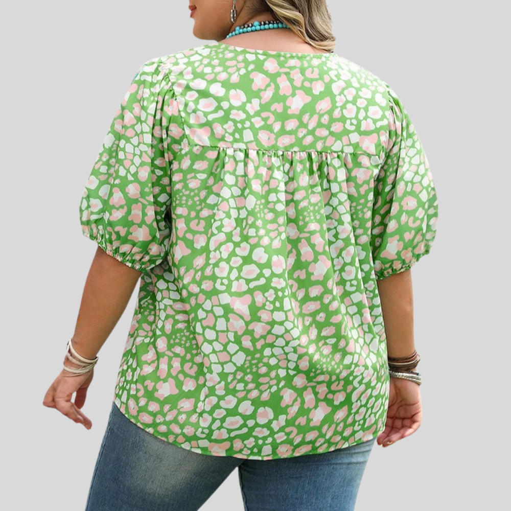 Leopard Tassel Plus Size Blouse