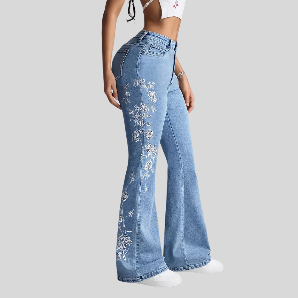 Embroidered Straight Leg Pants