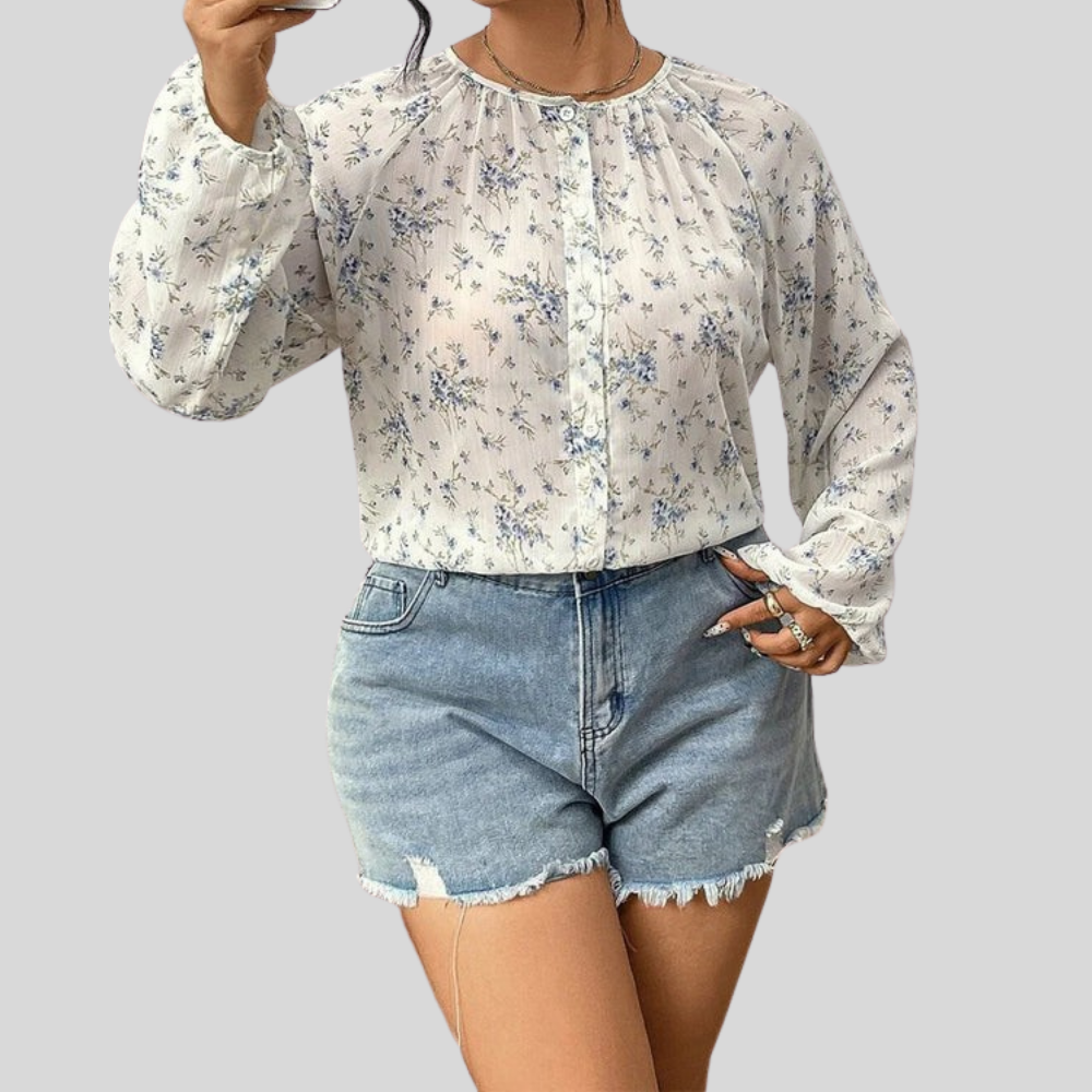 Floral Lantern Plus Size Blouse