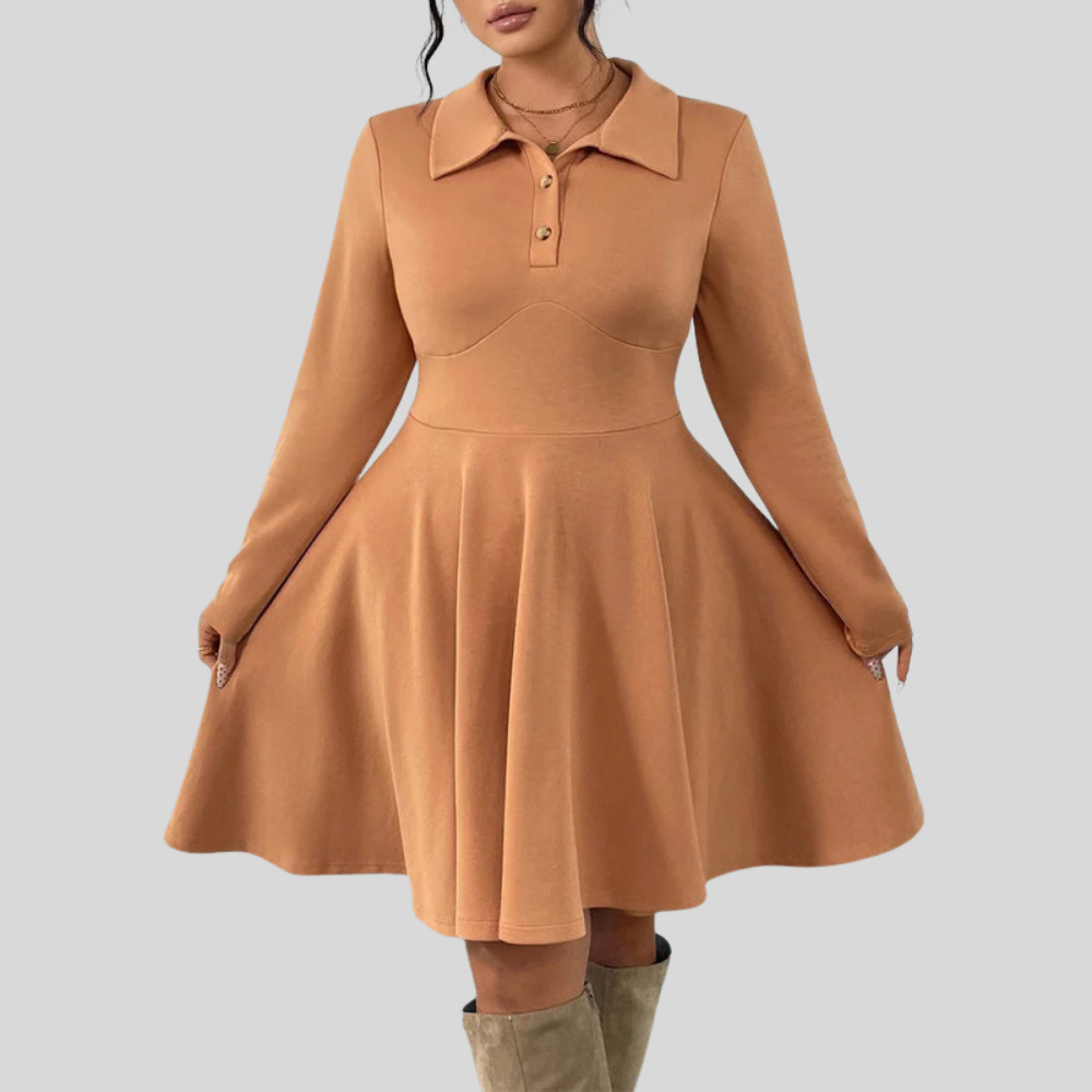 Lapel Plus Size Midi Dress