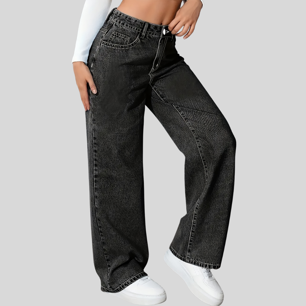 High Waist Snowflake Wash Jeans