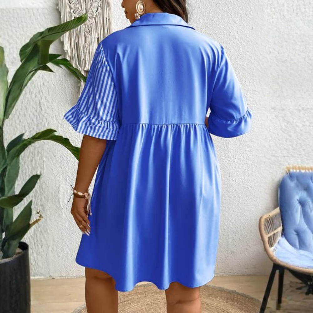 Plus Size Striped Sleeve Shirt Dress
