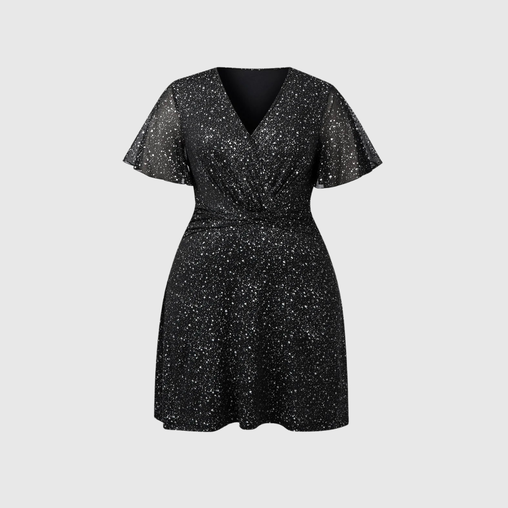 Plus Size Flutter Sleeve Dress
