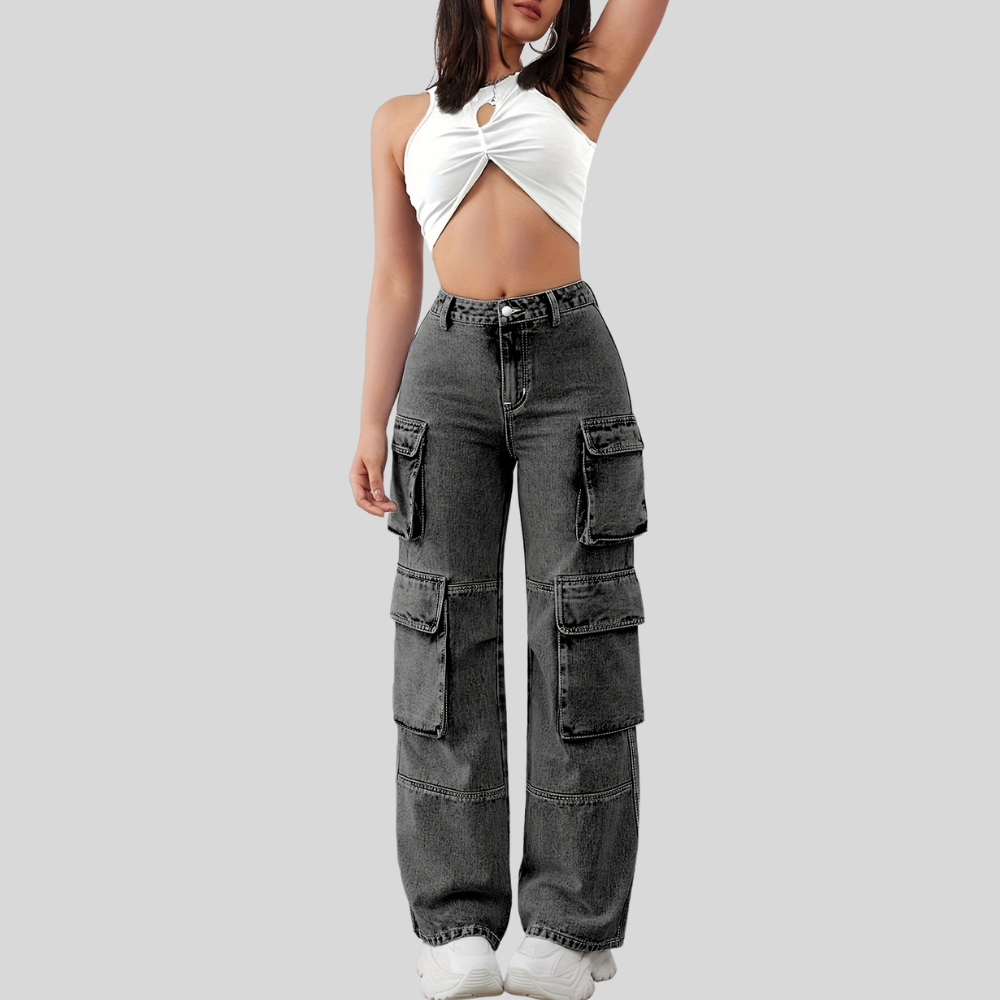 High Waist Pocket Plus Jeans