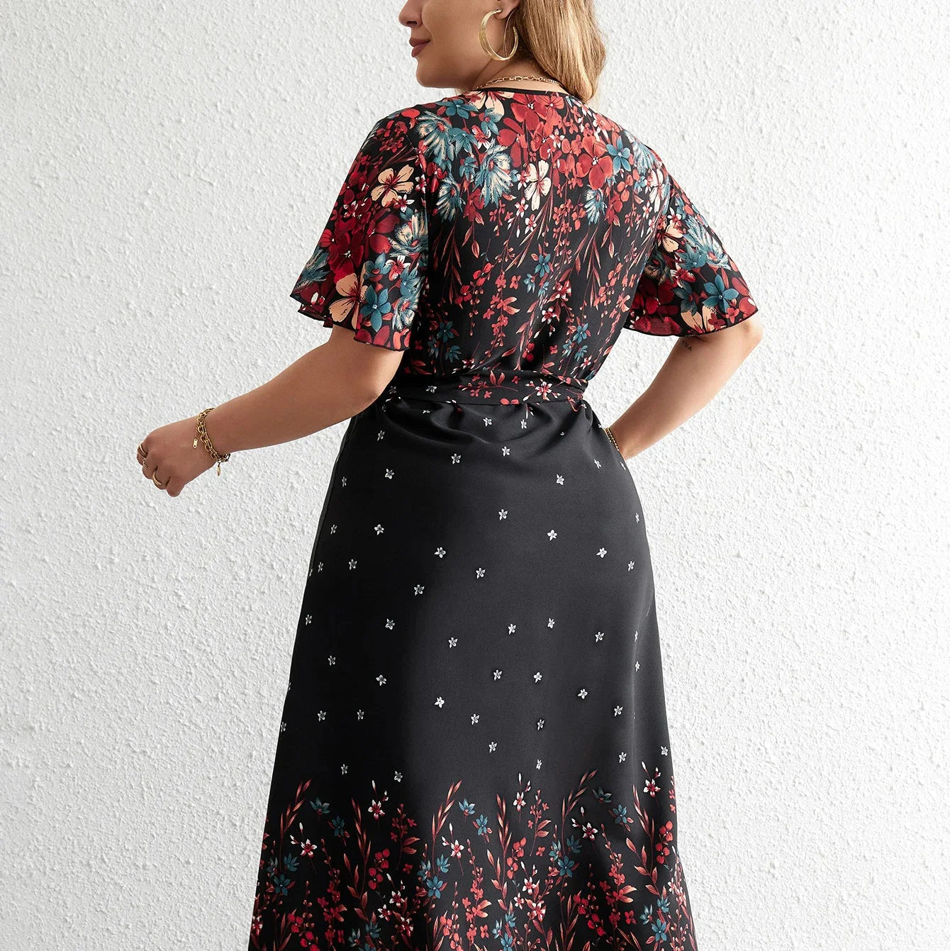 Elegant Plus Size Floral Print Maxi Dress for Summer 3