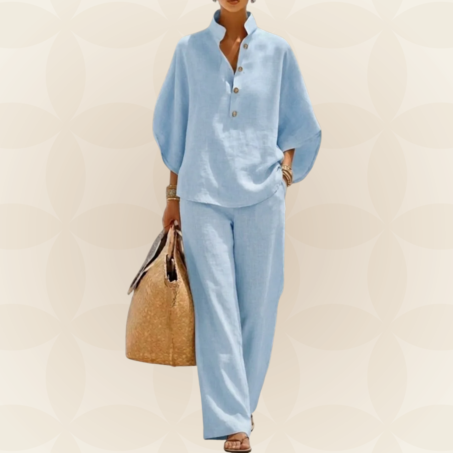 Women's Summer Set | 2-Piece Linen Look & Wide Trousers