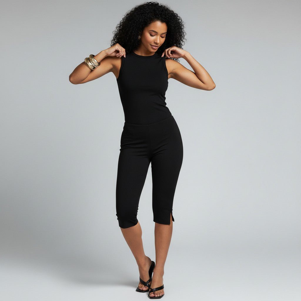 Cropped women's capri pants in 3/4 length with pockets