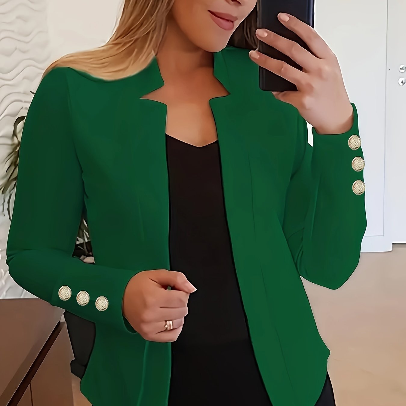 Red Button Detail Office Blazer