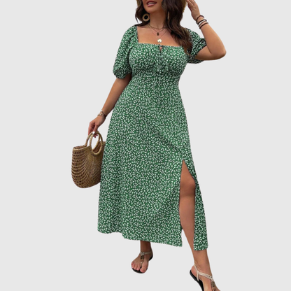 Square Neck Plus Size Midi Dress