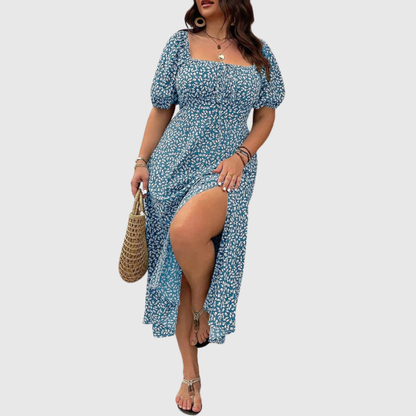 Square Neck Plus Size Midi Dress