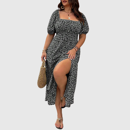 Square Neck Plus Size Midi Dress