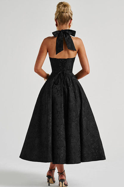V-Neck Halterneck Maxi Wedding Guest Dress for Women