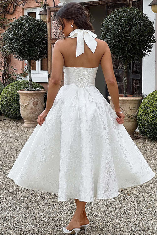 V-Neck Halterneck Maxi Wedding Guest Dress for Women