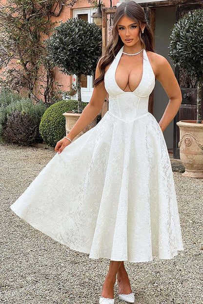 V-Neck Halterneck Maxi Wedding Guest Dress for Women