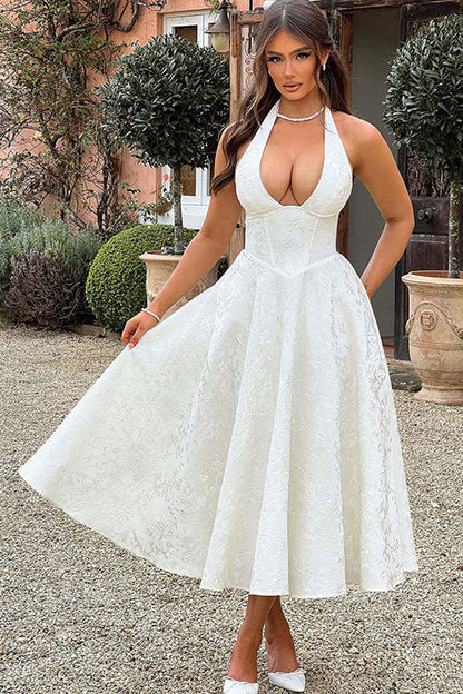 V-Neck Halterneck Maxi Wedding Guest Dress for Women