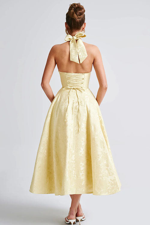 V-Neck Halterneck Maxi Wedding Guest Dress for Women