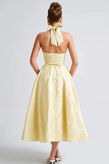 V-Neck Halterneck Maxi Wedding Guest Dress for Women