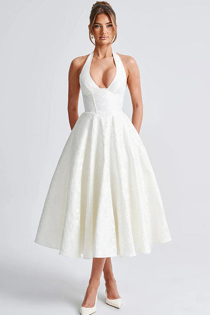V-Neck Halterneck Maxi Wedding Guest Dress for Women