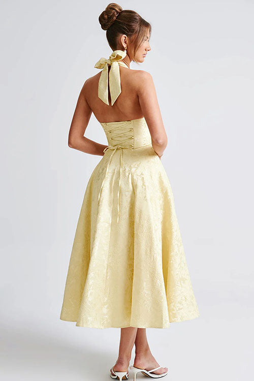 V-Neck Halterneck Maxi Wedding Guest Dress for Women
