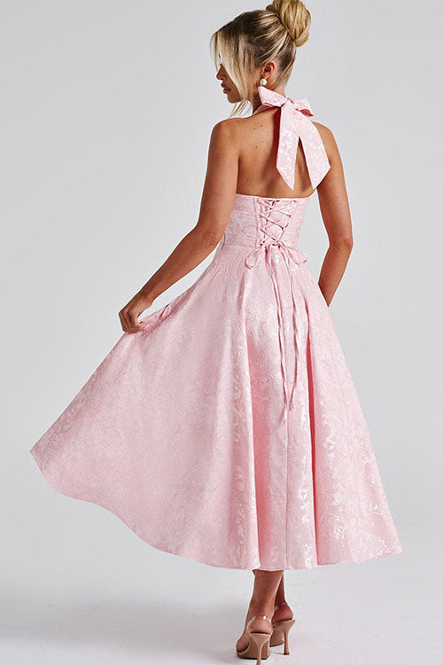 V-Neck Halterneck Maxi Wedding Guest Dress for Women