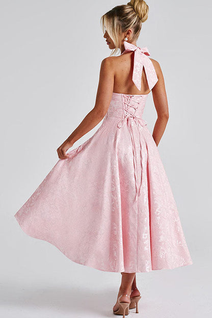 V-Neck Halterneck Maxi Wedding Guest Dress for Women