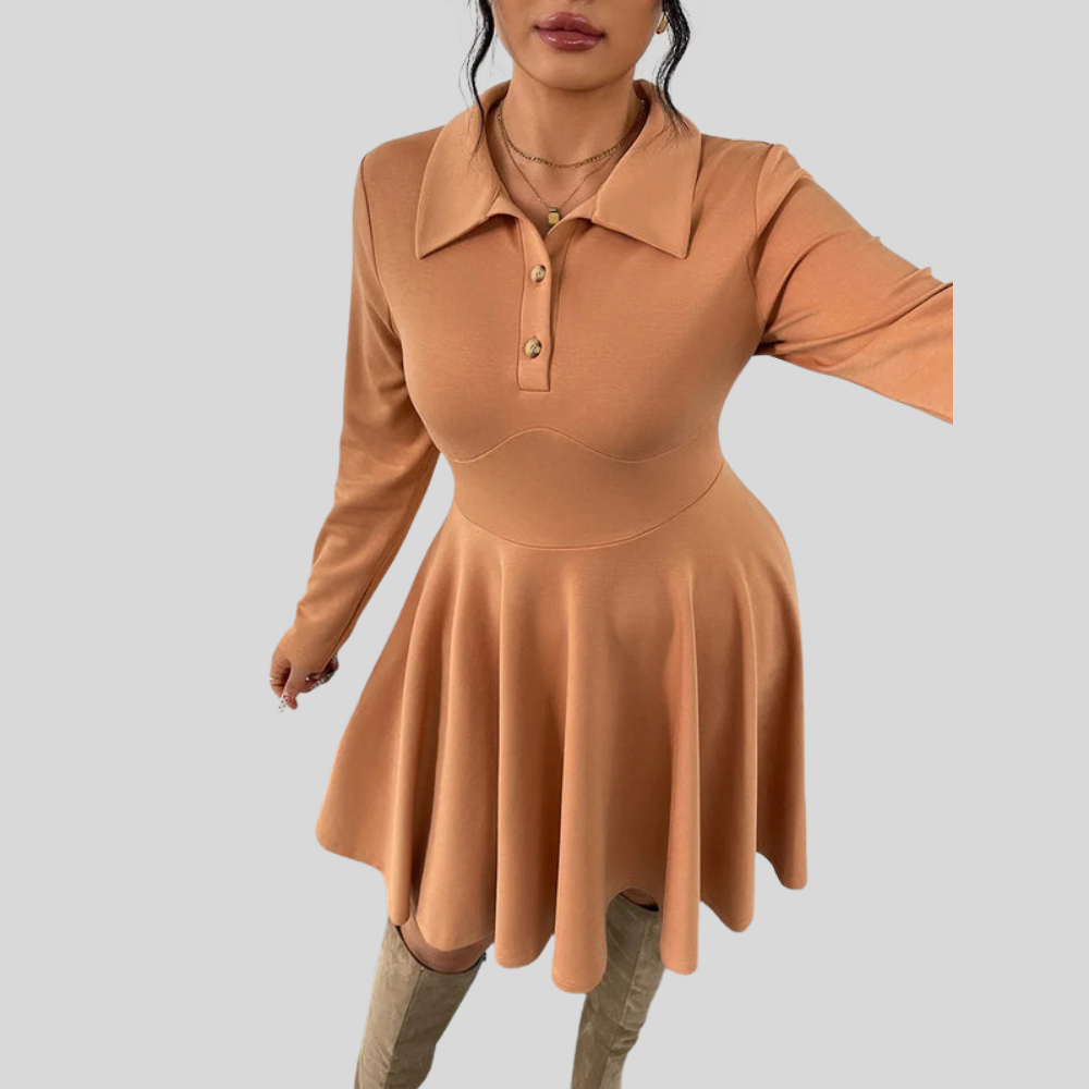 Lapel Plus Size Midi Dress
