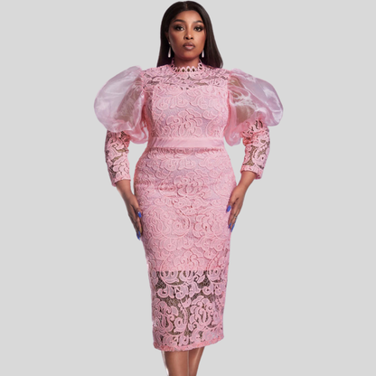 Plus Size Lace Puff Dress
