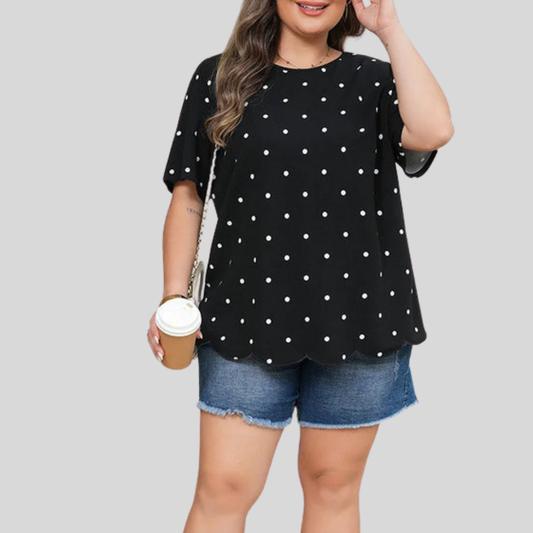 Polka Scallop Plus Size Top