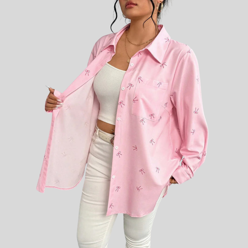 Bow Pocket Plus Size Shirt