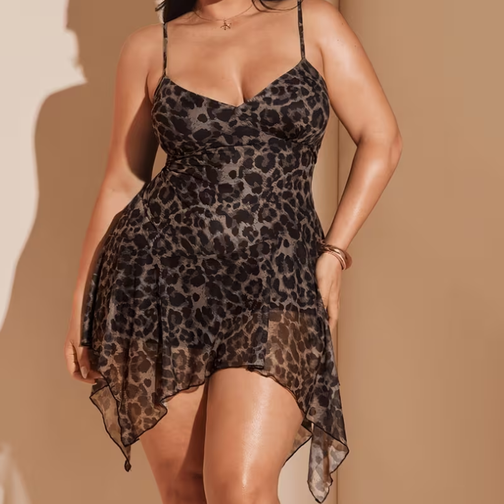 Plus Size Leopard Print Camisole Dress