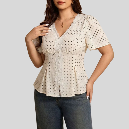 Polka Peplum Plus Size Top