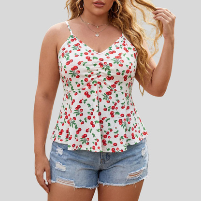 Cherry Print Plus Size Top