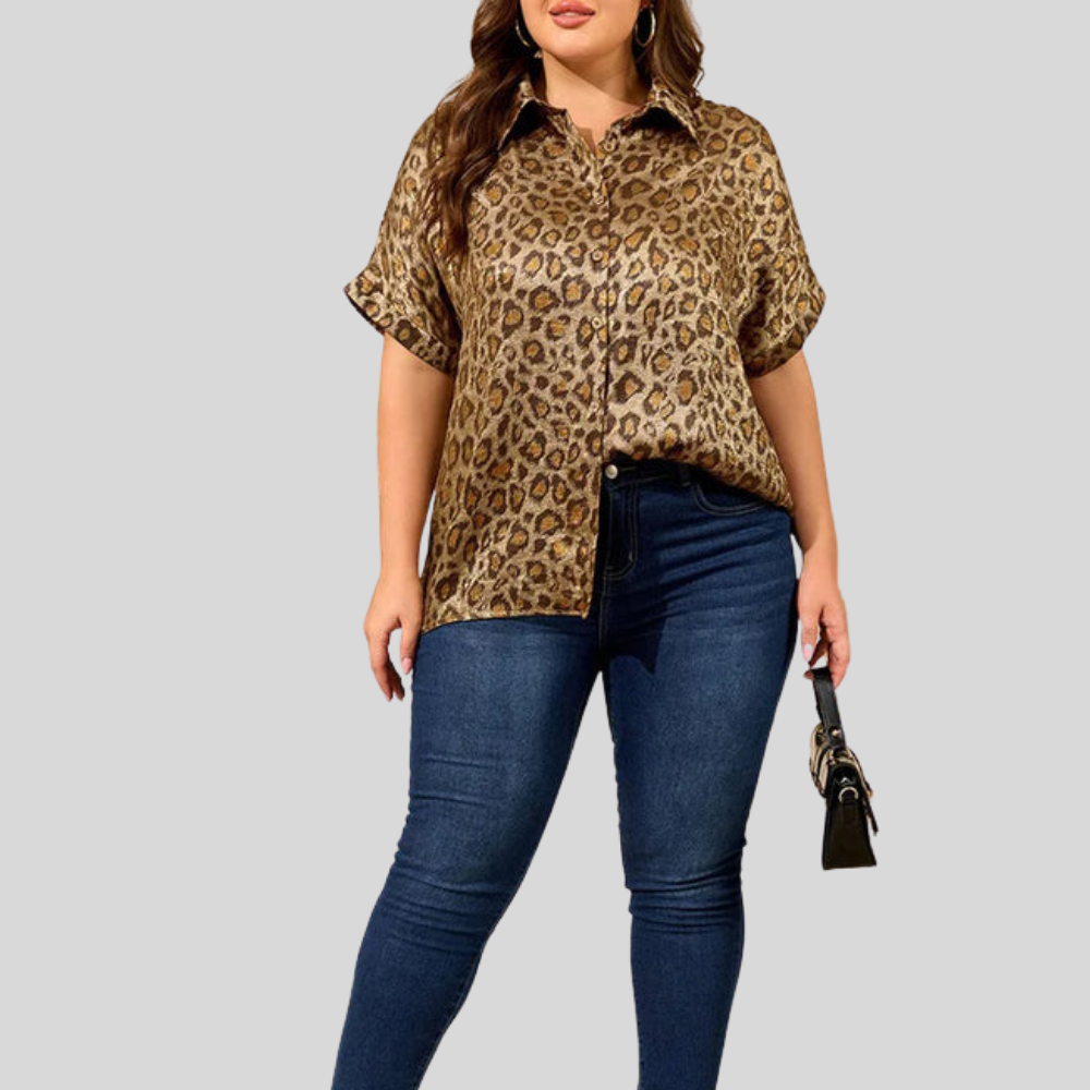 Leopard Chic Plus Size Blouse