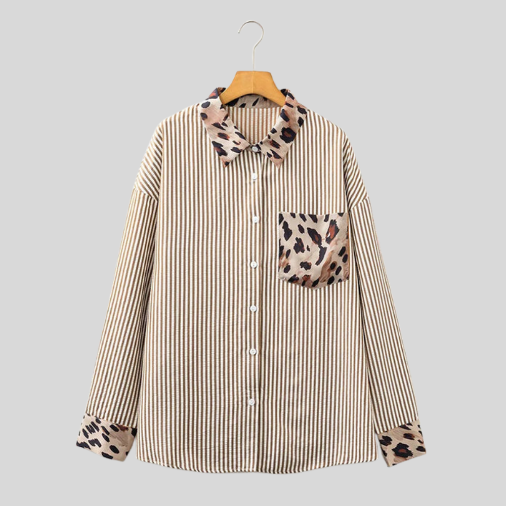 Leopard Button Plus Size Blouse