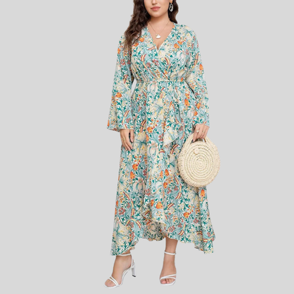 Floral Plus Size Ruffle Dress