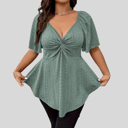 Casual V Neck Plus Size Top