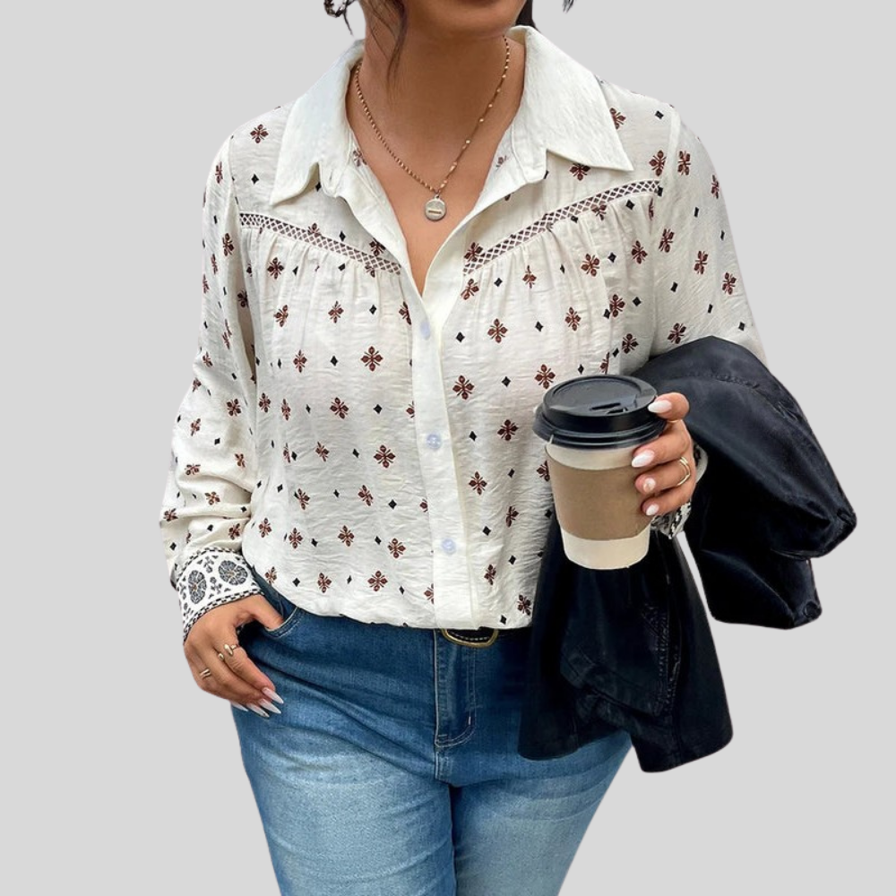 Hollow Collar Plus Size Shirt