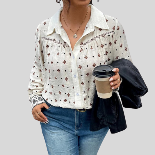 Hollow Collar Plus Size Shirt