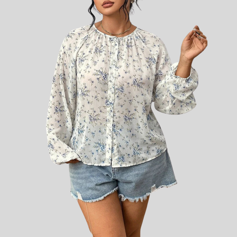 Floral Lantern Plus Size Blouse