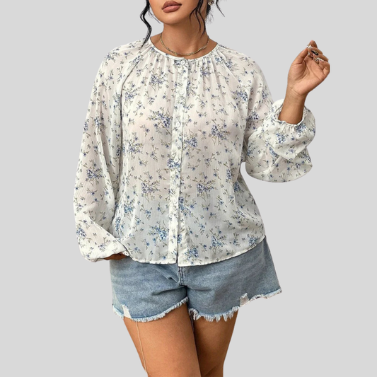 Floral Lantern Plus Size Blouse