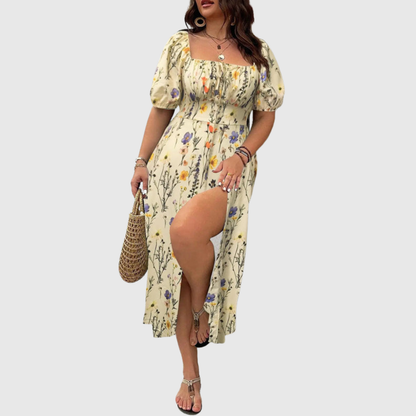Square Neck Plus Size Midi Dress