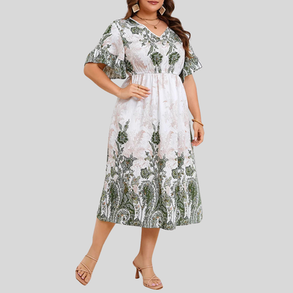 Plus Size Vintage Print Dress