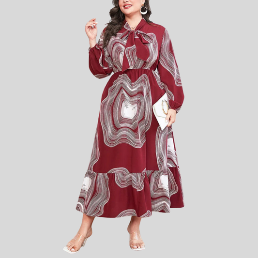 Plus Size Printed Ruffle Dress