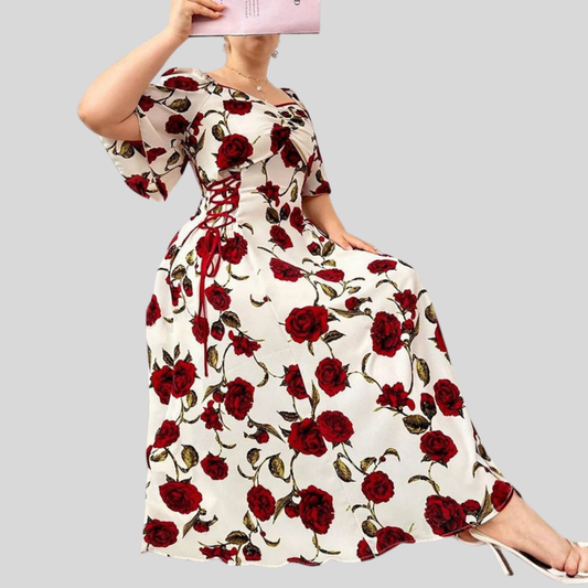 Vintage Floral Plus Size Dress