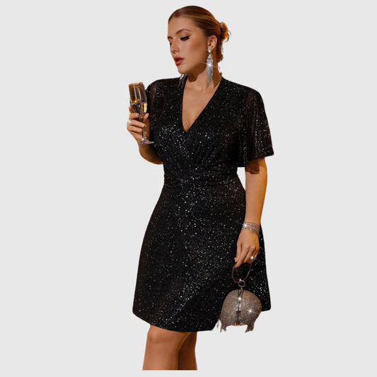Plus Size Flutter Sleeve Dress